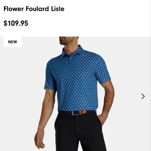 Footjoy Blue Flower Foulard Lisle Men's golf shirt